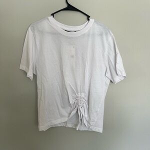NWT French Connection White Ruched Front T-Shirt Size Medium